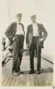 Image of George Borup and father on forward deck of Roosevelt the day we sail